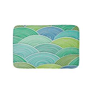 Background of curled abstract green waves bath mat