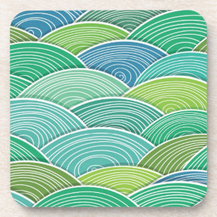 Background of curled abstract green waves coaster