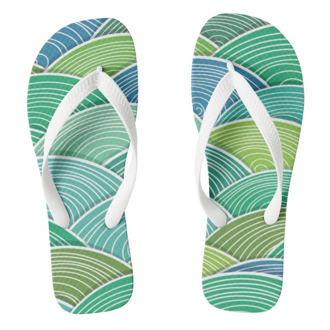 Background of curled abstract green waves flip flops (Footbed)