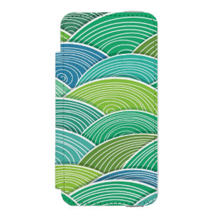 Background of curled abstract green waves incipio watson™ iPhone 5 wallet case