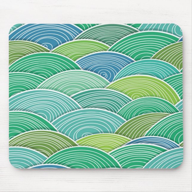 Background of curled abstract green waves mouse mat (Front)