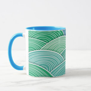 Background of curled abstract green waves mug