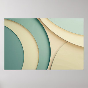 Background of curving forms in beige and green poster
