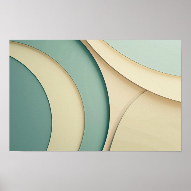 Background of curving forms in beige and green poster (Front)