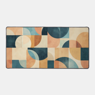 Background of geometric shapes in blues and browns desk mat
