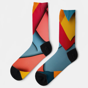Background of geometric shapes in bright colours socks