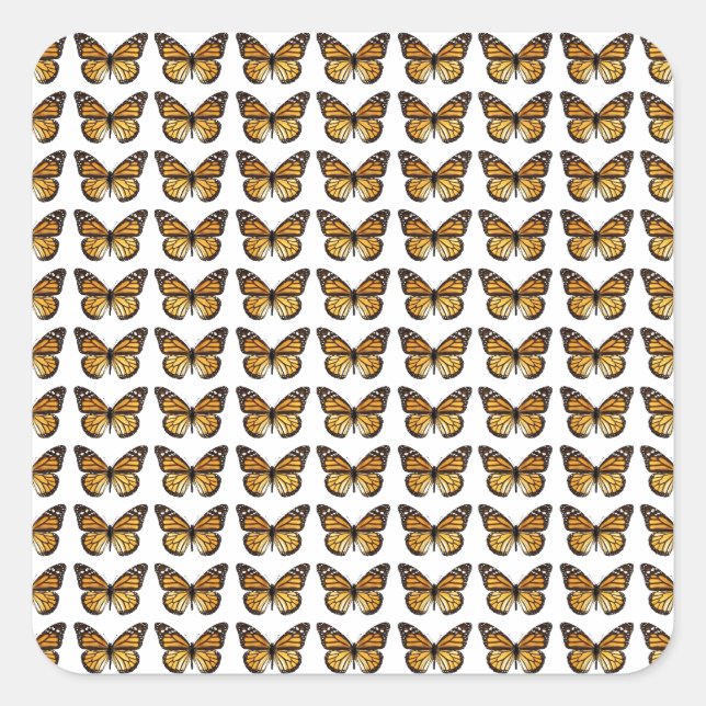 Background of multiple monarch butterflies square sticker (Front)
