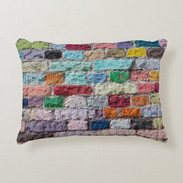 Background of painted colour brick wall texture decorative cushion (Front)