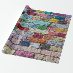 Background of painted colour brick wall texture wrapping paper