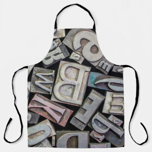 background of random vintage grunge letterpress me apron