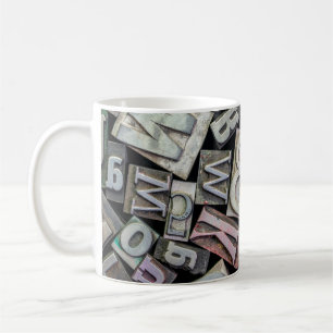 background of random vintage grunge letterpress me coffee mug