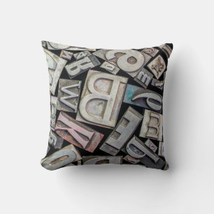 background of random vintage grunge letterpress me cushion