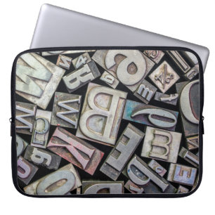 background of random vintage grunge letterpress me laptop sleeve