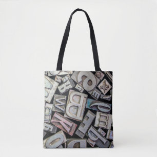 background of random vintage grunge letterpress me tote bag