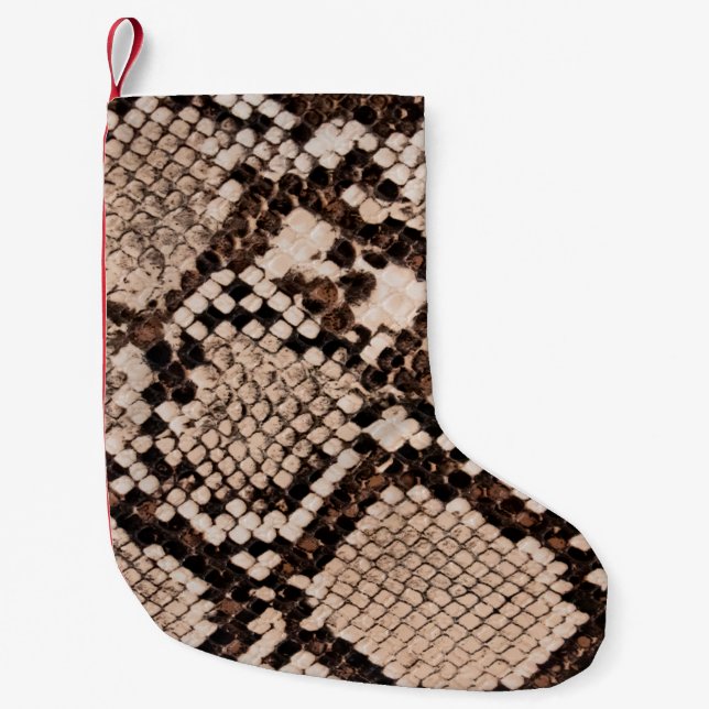 background of snake skin texture small christmas stocking (Front)