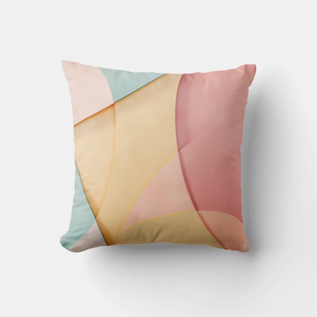 Background of softly-coloured shapes cushion (Front)