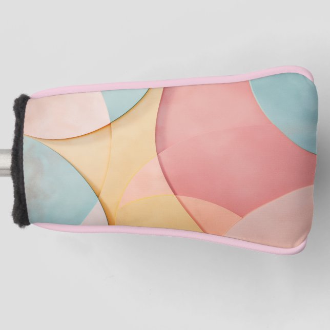 Background of softly-coloured shapes golf head cover (Front)