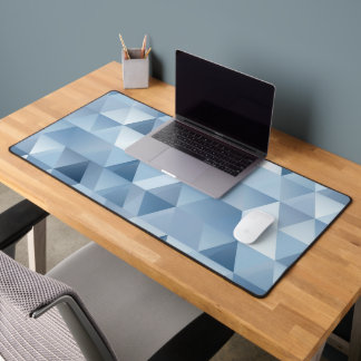 Background of triangles in blue and grey desk mat