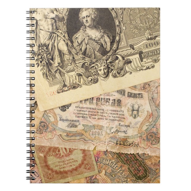 Background of various vintage banknotes of Russia  Notebook (Front)