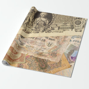 Background of various vintage banknotes of Russia  Wrapping Paper