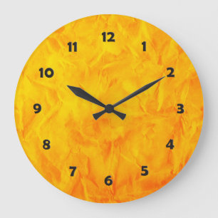 Background PAPER TEXTURE - orange yellow Large Clock