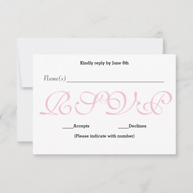 Background Pink - RSVP Reception Response Card (Front)