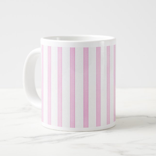 Background Pink Watercolor Stripes Large Coffee Mug (Front Left)