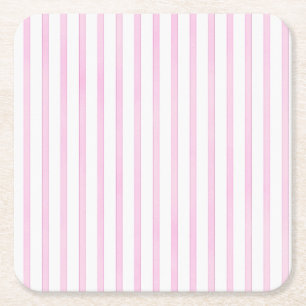Background Pink Watercolor Stripes Square Paper Coaster