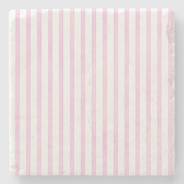 Background Pink Watercolor Stripes Stone Coaster (Front)
