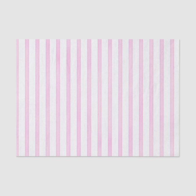 Background Pink Watercolor Stripes Tissue Paper (Front)