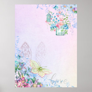Background romantic butterfly poster