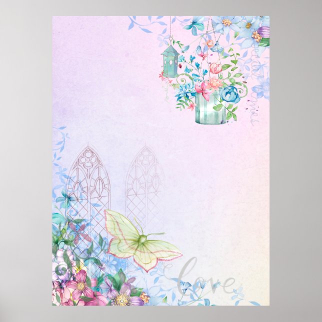 Background romantic butterfly poster (Front)