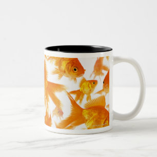 Background Showing a Large Group of Goldfish Two-Tone Coffee Mug