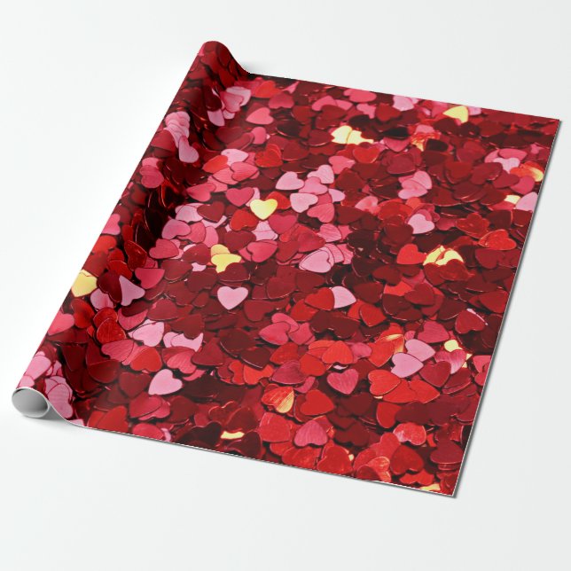 Background texture heart red wrapping paper (Unrolled)