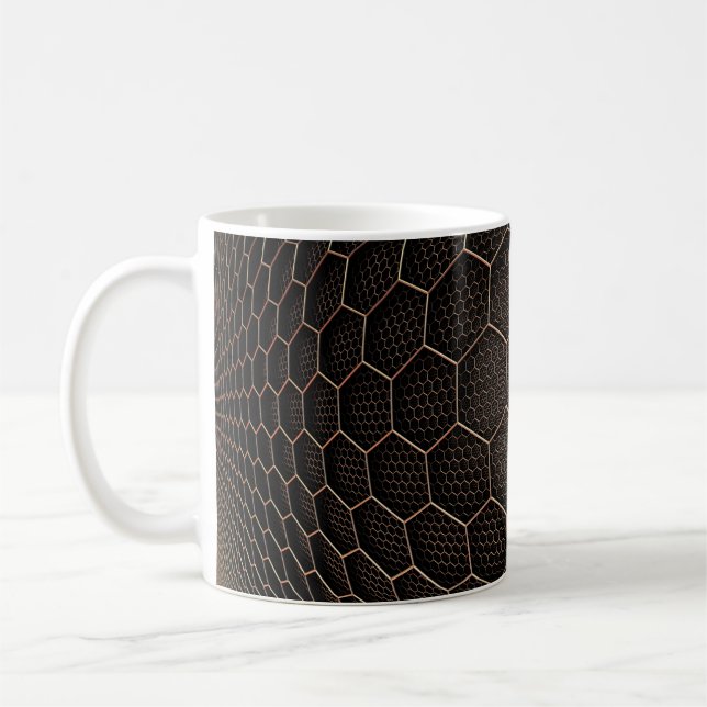 Background texture hexagon grid d coffee mug (Left)