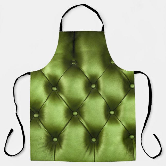 Background texture of dark green capitone genuine  apron (Front)