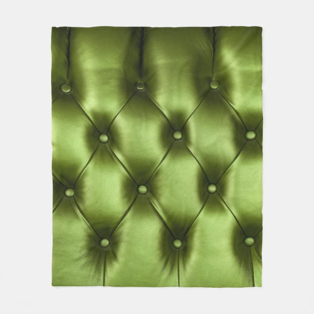 Background texture of dark green capitone genuine  fleece blanket (Front)