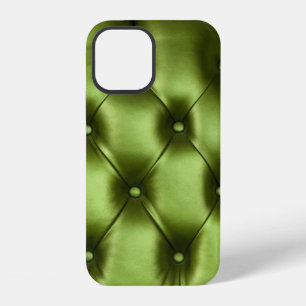 Background texture of dark green capitone genuine iPhone 12 case