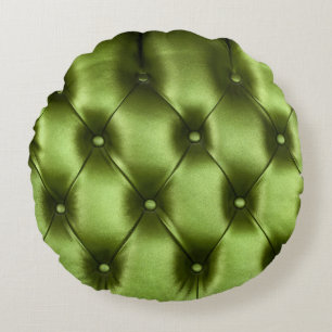 Background texture of dark green capitone genuine round cushion