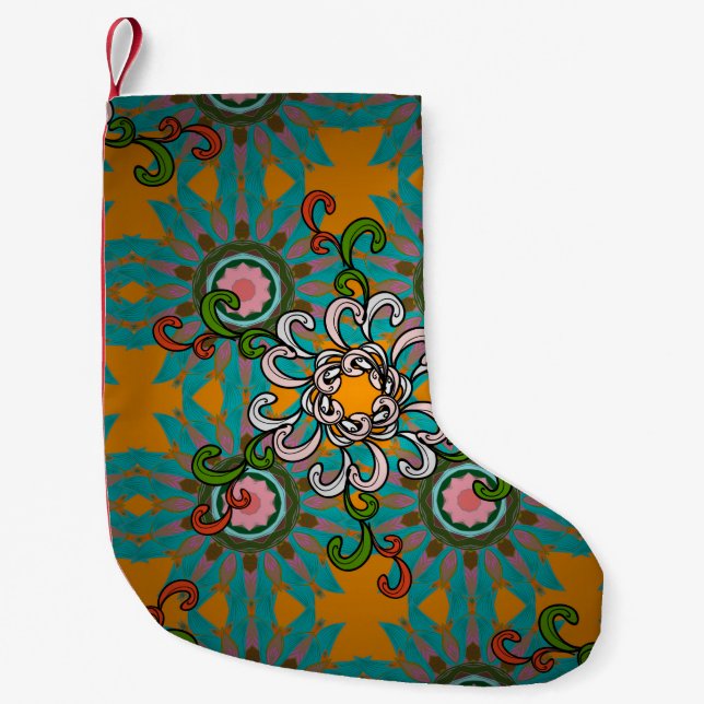 Background texture, wallpaper, floral theme in col small christmas stocking (Front)