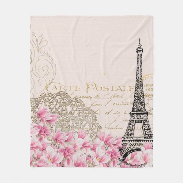 Background vintage eiffel flower fleece blanket (Front)