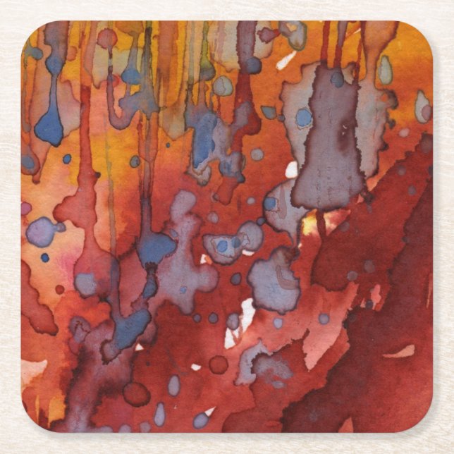 background watercolor 7 square paper coaster (Front)