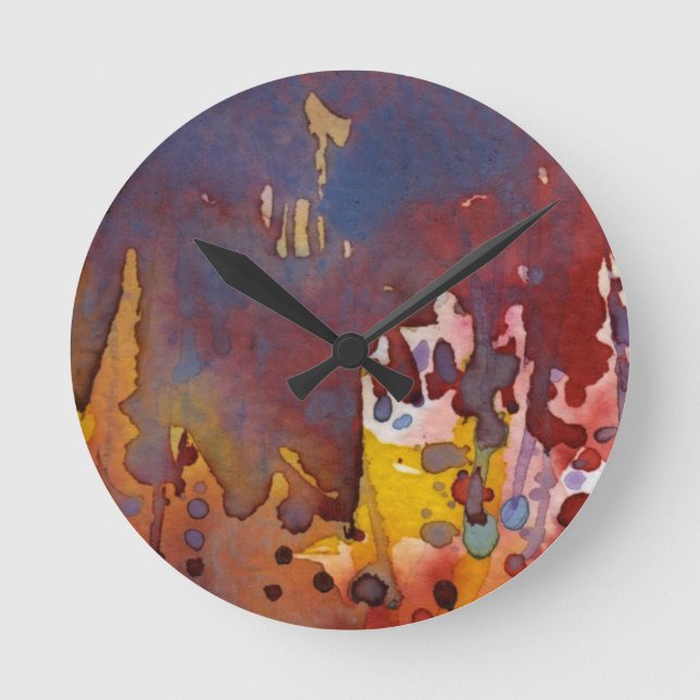 background watercolor 8 round clock (Front)