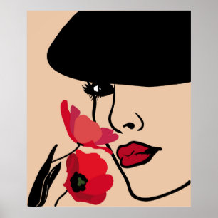 Background with a portrait of the beautiful young  poster