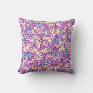 Background with abstract doodle waves cushion