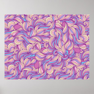Background with abstract doodle waves  poster