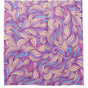 Background with abstract doodle waves shower curtain