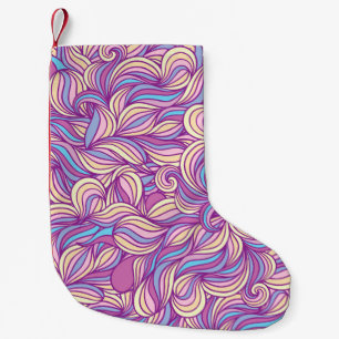 Background with abstract doodle waves small christmas stocking