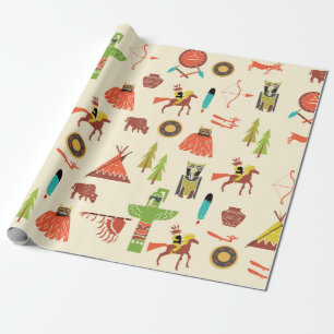 background with American Indians Wrapping Paper