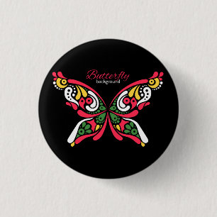 Background with beautiful butterfly. tattoo illust 3 cm round badge